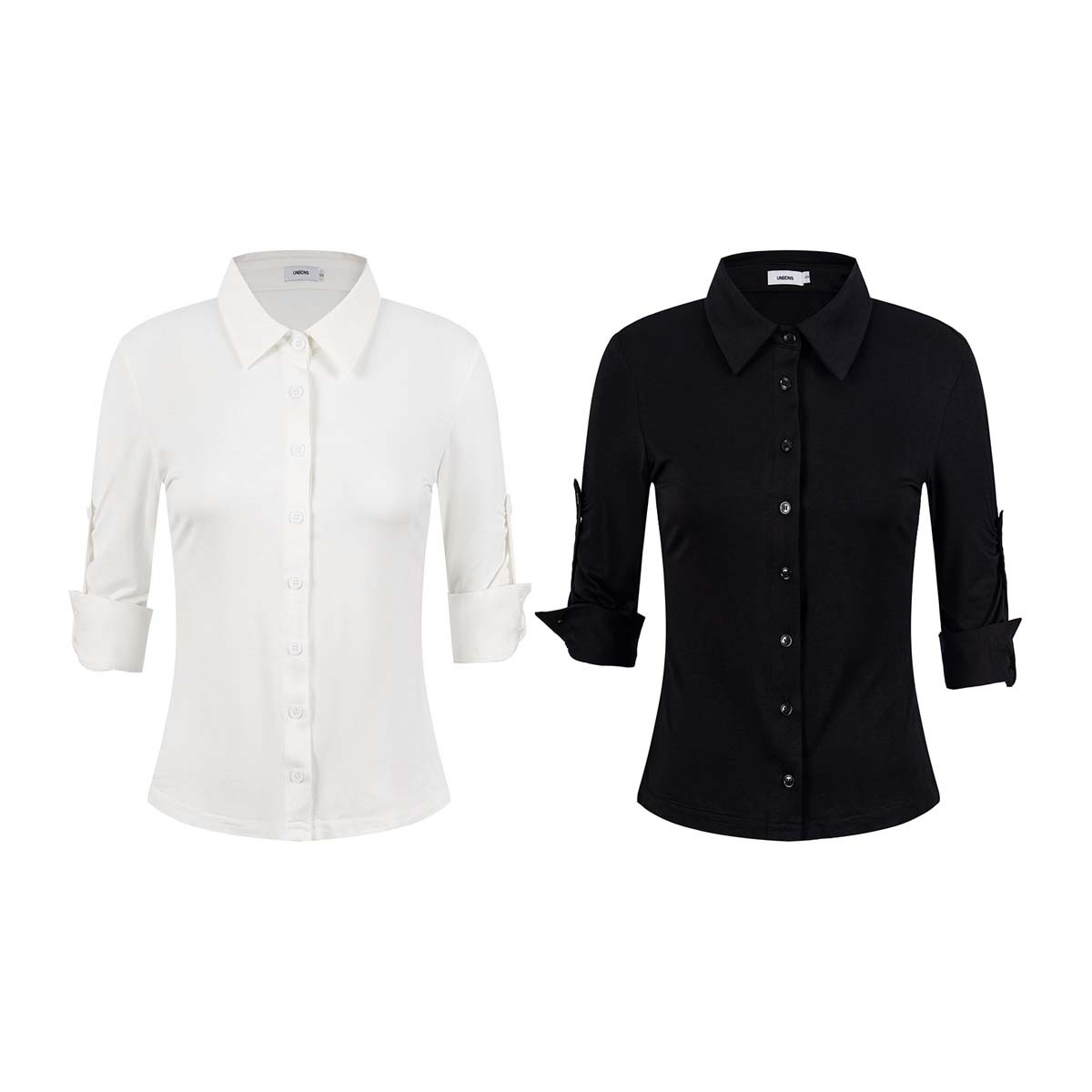 Unbdns Women's Mid-Sleeve Shirt 2026 Spring and Autumn Design Slim-Fit Stylish Short Smart-Looking Shirt