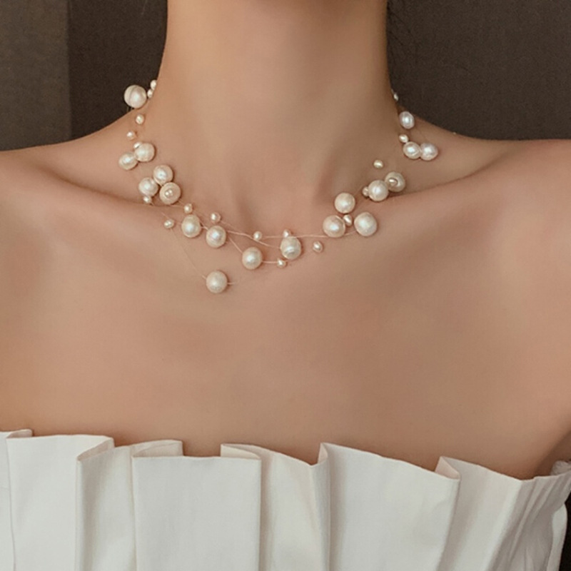 Pearl Multi-layer Necklace French Style Light Luxury Elegant Niche Design Sense Clavicle Chain Distinctive All-match High-end Sense Jewelry for Women