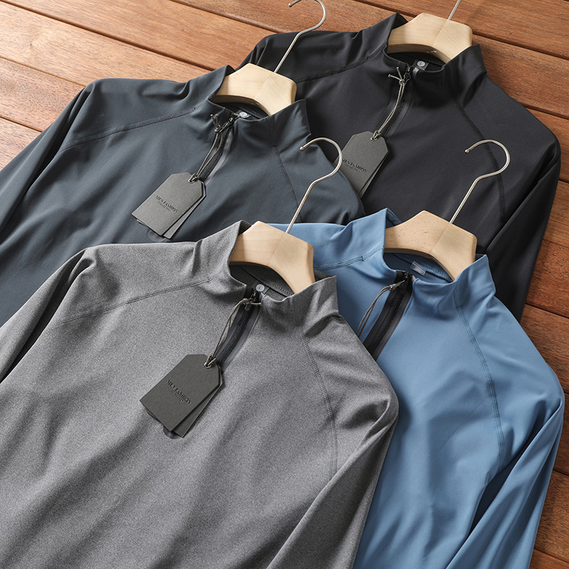 N Outdoor Sports Series Offline 800+ Men's Breathable High Elastic Half-Zip Stand Collar Long-Sleeved T-Shirt