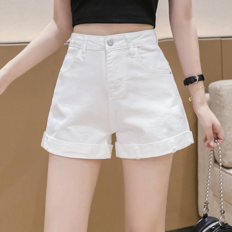Factory Denim High Waist Shorts Thin Women's Summer A- Shed Shorts Slimming Curl Edge Loose Hot Pants Fashionable High-Level Sense