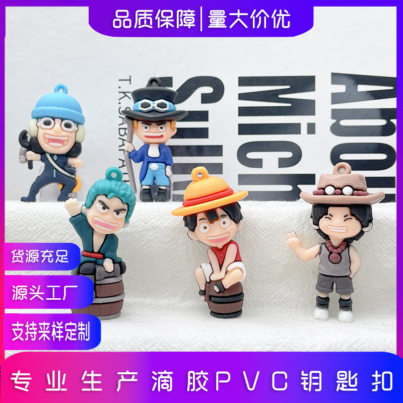 One Piece Keychain Doll Cartoon Animation One Piece Luffy Car Keychain Pendant Solon Qiao Ba Handmade