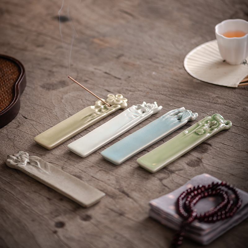 Chinese Zen Style Line Incense Insertion Ceramic Incense Censer Incense Seat Incense Sandalwood Household Indoor Cedering Incense Censer Tea Ceremony Accessories