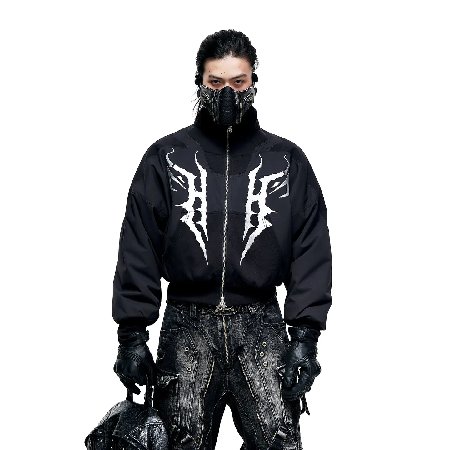 Personsoul* Embroider Short down jacket White Duck down Outwear Red/Black down Jacket