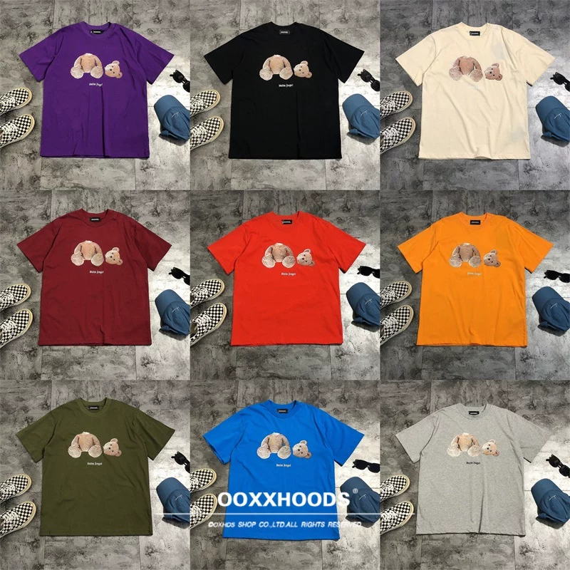 Oversize lazy style classic decapitated bear multicolored lower body missing style loose fit female boyfriend BF short sleeved T-shirt