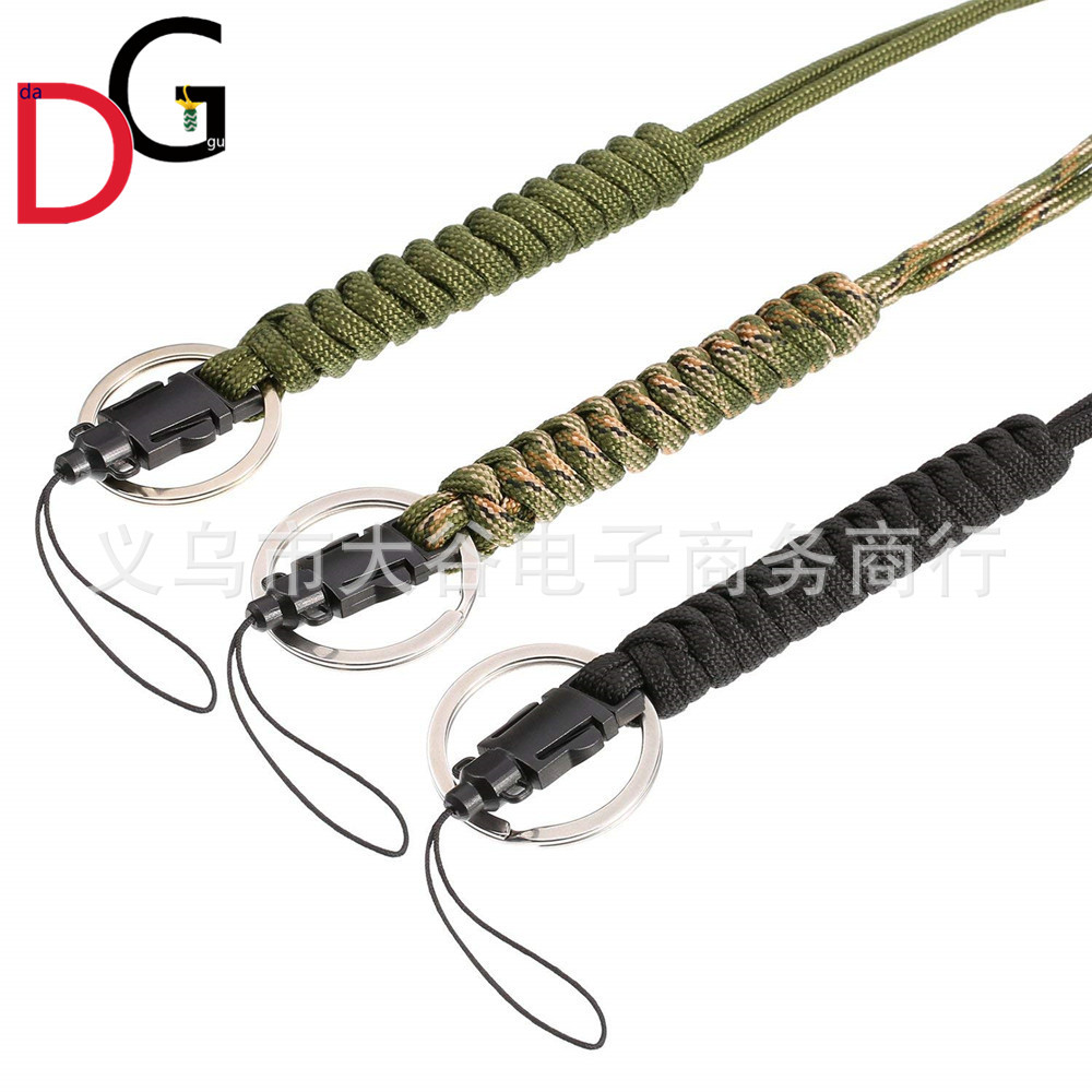 Hot Selling Paracord Round Braided Multifunctional Key Mobile Phone Lanyard Id Tag Mobile Phone Waterproof Bag Lanyard