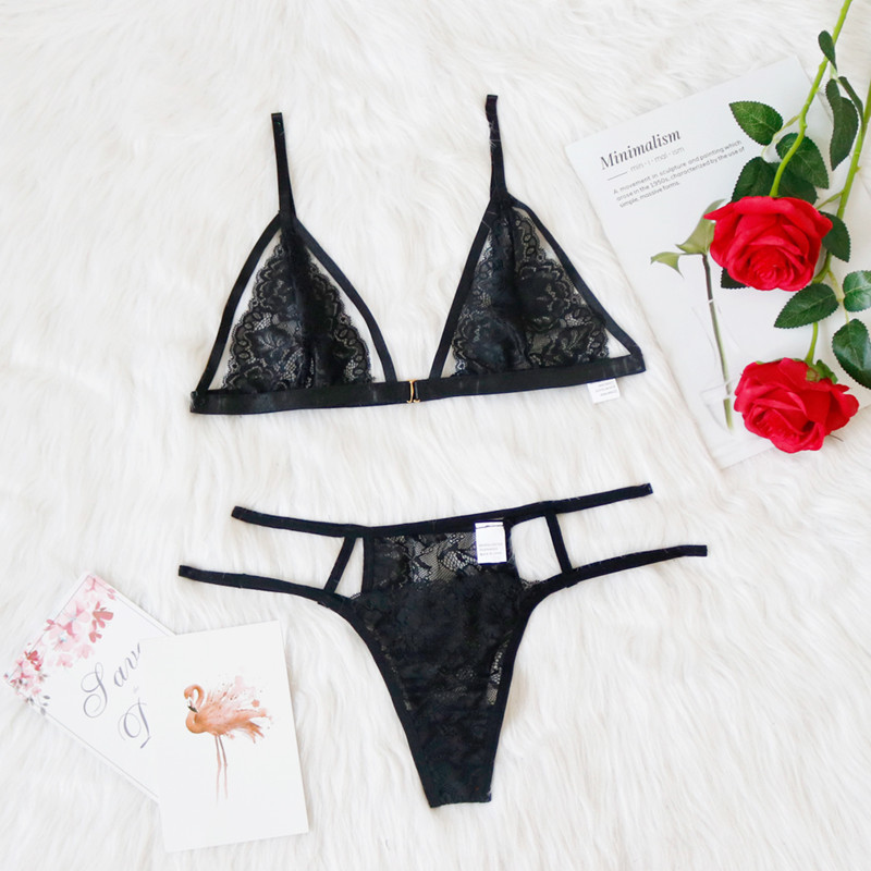 Cross-border products new European and American sexy underwear sexy hollow lace bikini two-piece manufacturers