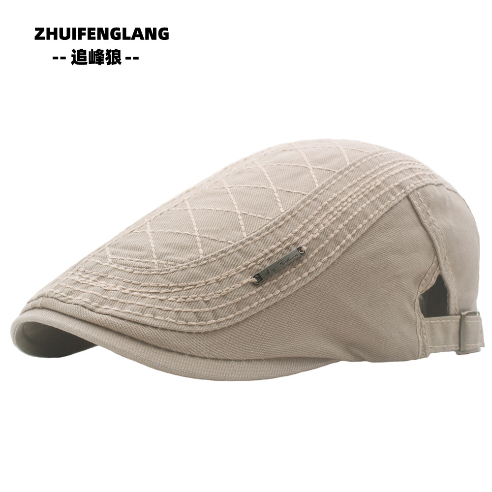Amazon Forward Hat European and American Men's Newsboy Hat Cotton Beret British Retro Peaked Hat Outdoor Sun Hat