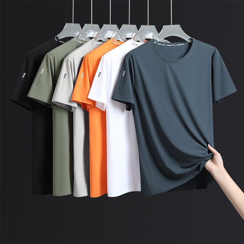 Ice Silk Short-sleeved T-shirt Summer Thin Men's and Women's Trendy Brand Loose plus size Printing Sports Fitness Quick-drying Half-sleeved T-shirt