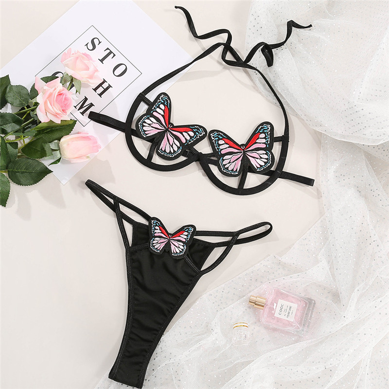 Cross-border Products New European and American Sexy Underwear Sexy Hollow Butterfly Split Bikini Two-piece Set