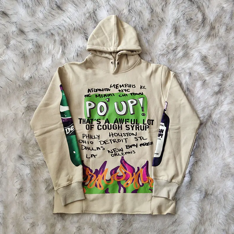 Homme Femme Tour Fashion Street Trendy Flame Soda Handmade Print Men and Women Couple Same Style