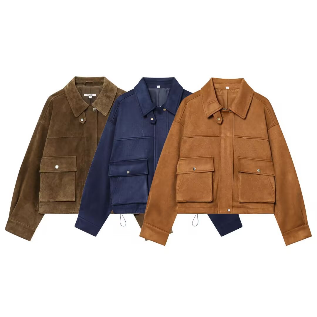 New Foreign Trade Style European and American Style Casual Loose Leather Bomber Jacket 8073253