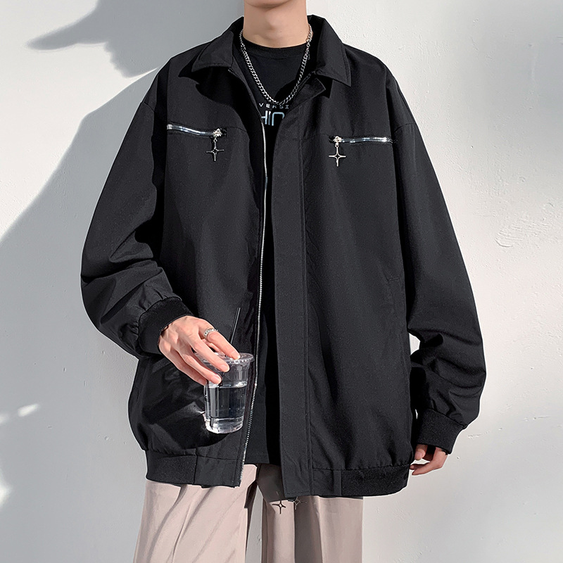 Baseball uniform men's autumn American fashion brand workwear jacket autumn and winter loose casual Pu handsome pilot jacket jacket