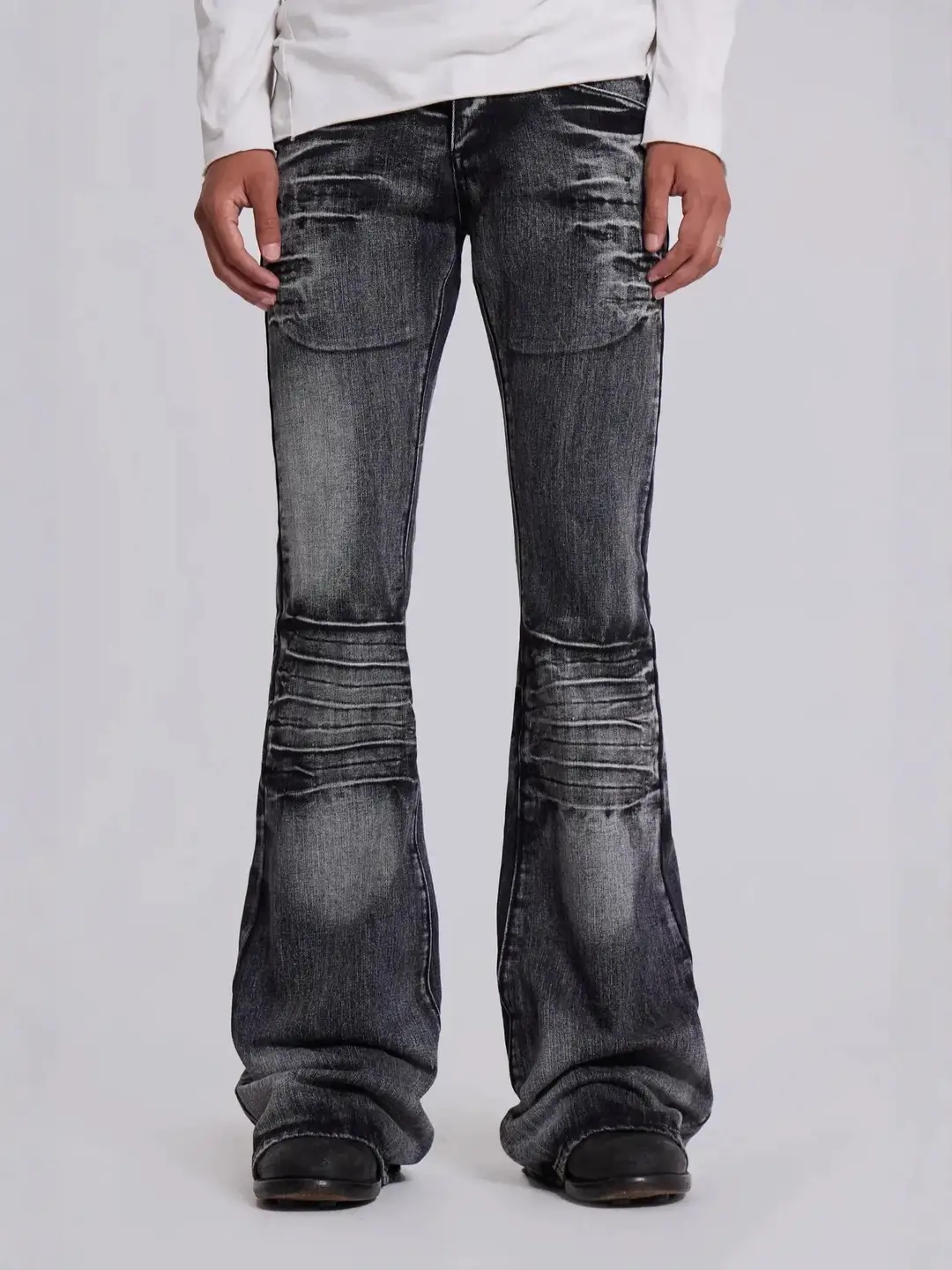 Retro Washed Bootcut Jeans for Men and Women Cross-Border Aliexpress High Street Fashion Y2K Straight Casual Pants Europe and the United States