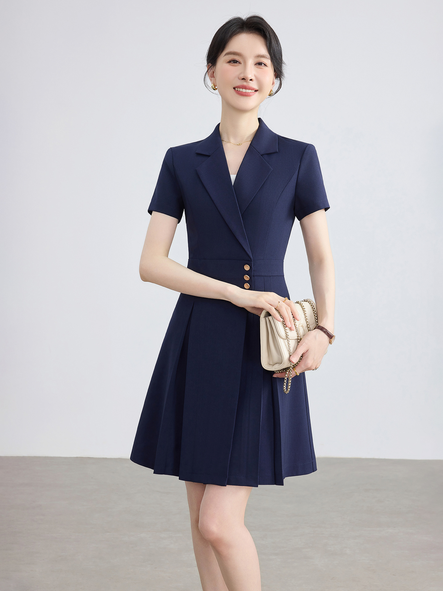 Gray Suit Dress for Women, Summer 2026 New High-End Elegant Professional Attire, Mid-Length Work Dress
