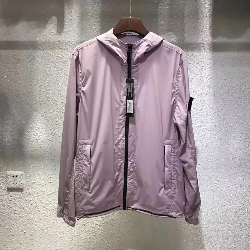 In-Stock Cross-Border Foreign Trade Hooded Zip-Up Jacket for Men, Trendy Brand with Sleeve Patches, Solid Color, Unisex Casual Jacket
