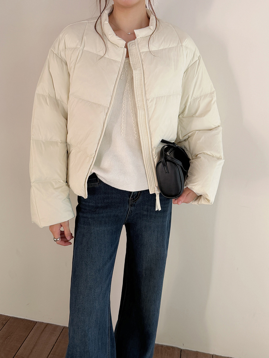 [Geming] Korean Commuter Round Neck Short Square down Jacket Women's Winter Pure Color Bread Jacket N958C