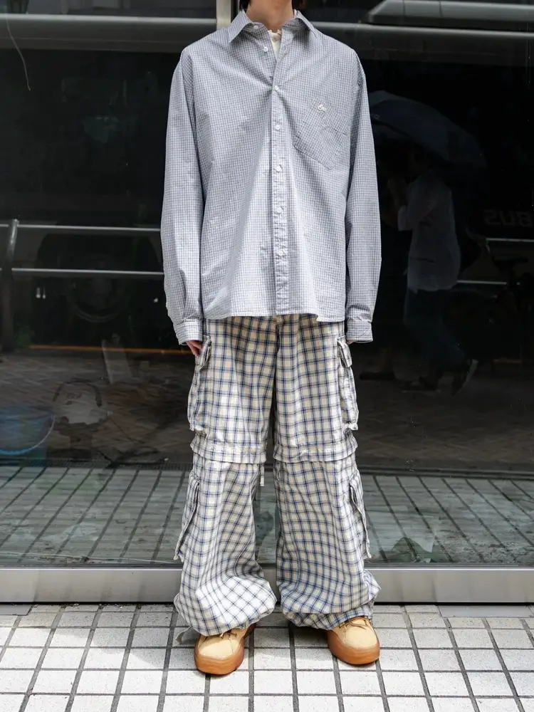 Erl 25Fw Detachable Plaid Cargo Pants Street Style Patchwork Straight Loose Trousers Crago Baekhyun Same Style