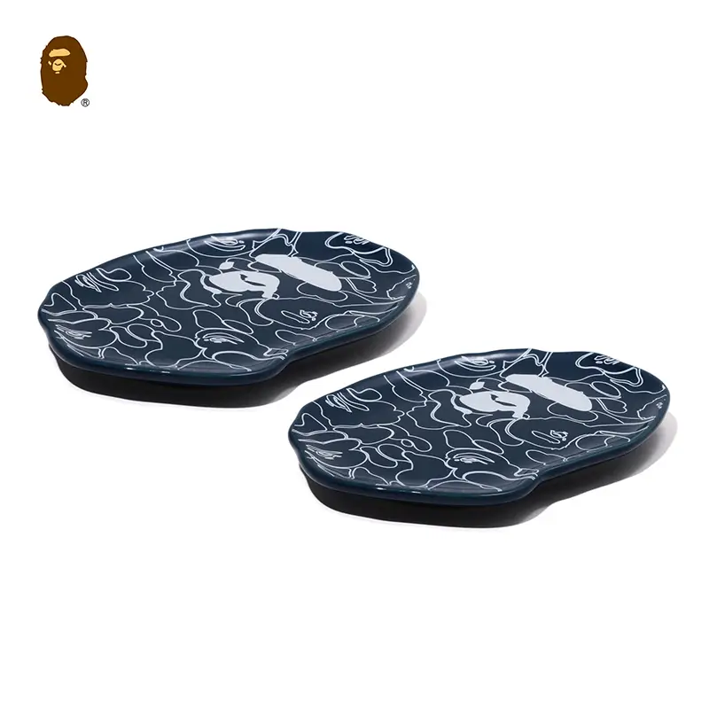 Bape Home Linear Camouflage Ape Head Seasoning Plate Two-piece set Sets 193001 K