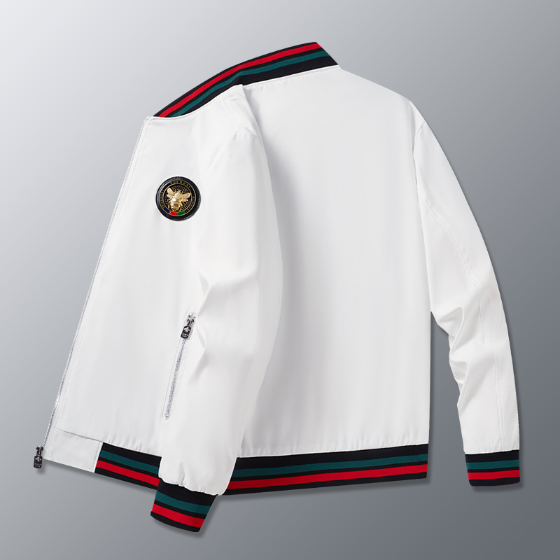 Heavy Embroidered White Jacket Men's Spring and Autumn 2024 New Baseball Suit Men's Jacket European Station Trendy Brand Men's Clothing