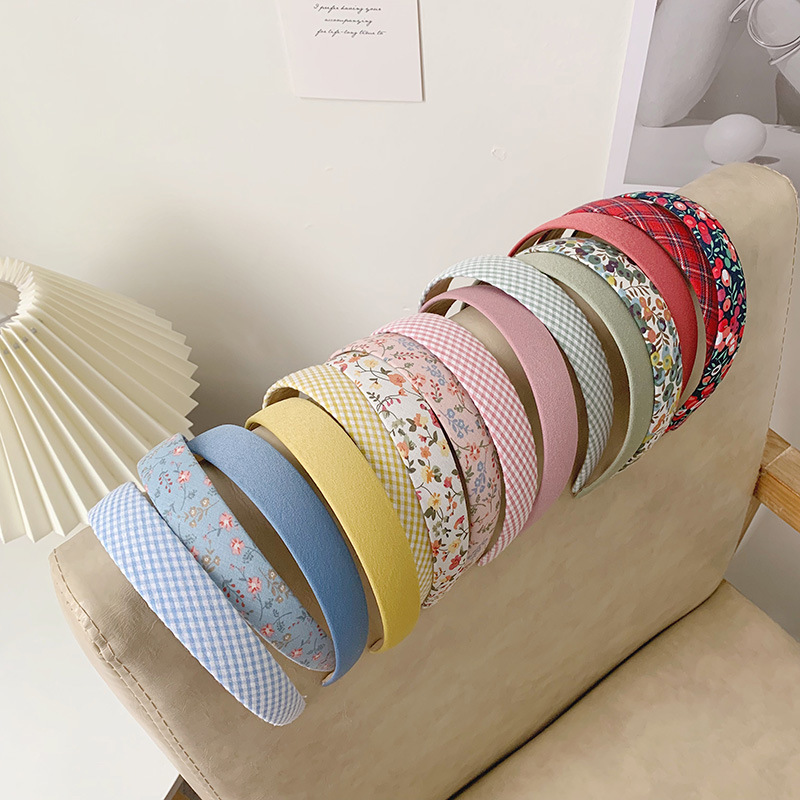 Korean-style Retro Floral Plaid Simple Style Hairband All-match Headband Outgoing Hairpin Hairband Super Fairy Mori Headwear for Women