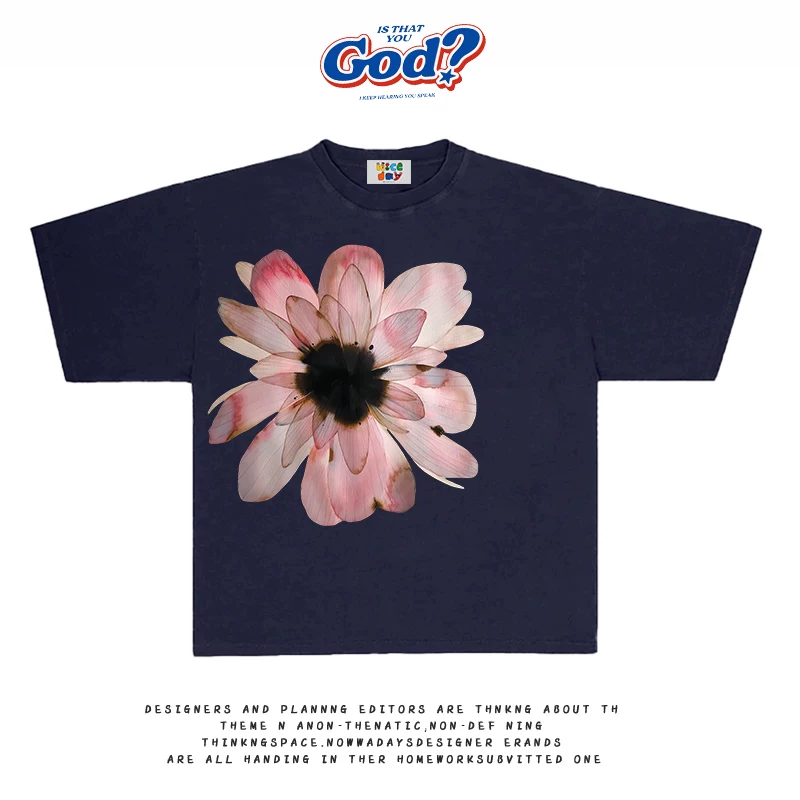 造物GOODGOD 2025夏季新款盛开的花朵小众设计感印花宽松短袖T恤