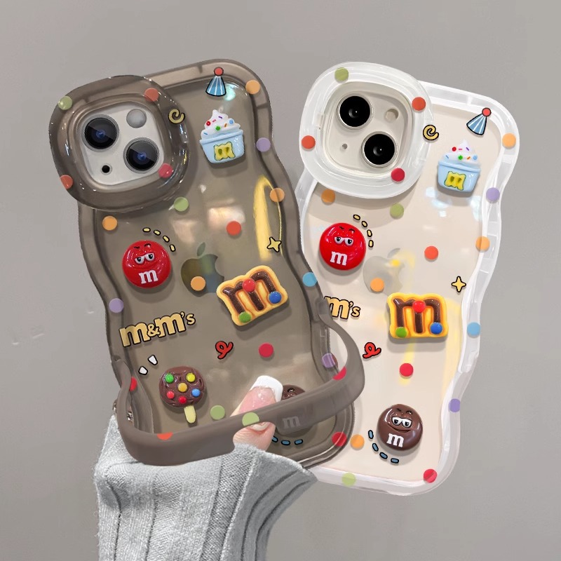 For Apple 15pro Mobile Phone Case Silicone Vivo Stereo M Bean Doll Huawei P60 Double Stand Oppo/Xiaomi