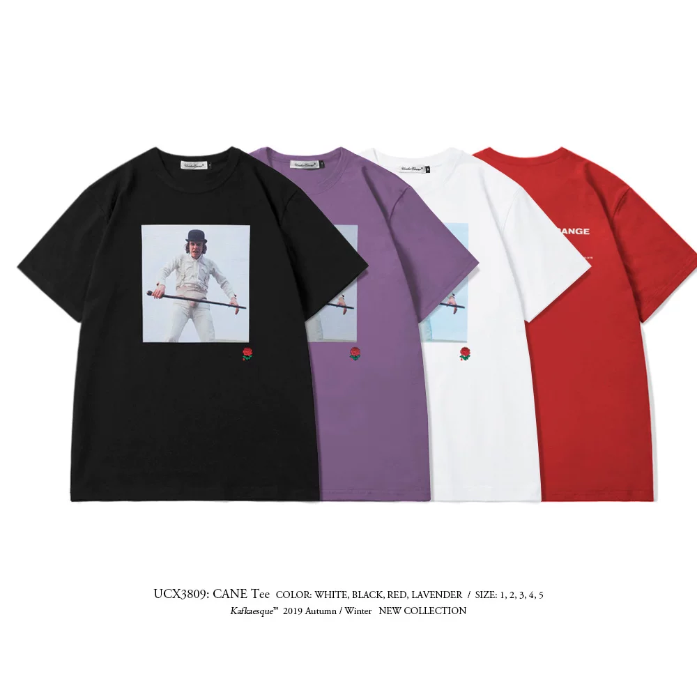 22 Spring/Summer Undercover New Movie Clockwork Orange Orange Blooddrop Flower Cane Printed Men's and Women's T-Shirts in China