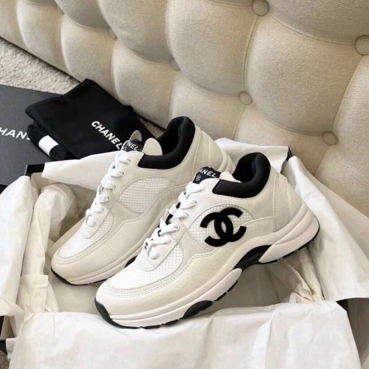 2026 New High-End Version Couple's Vintage Chanel-Style Panda White Sneakers Platform Shoes Casual Sports Shoes QC-foto från 1688 på Qualit.ly