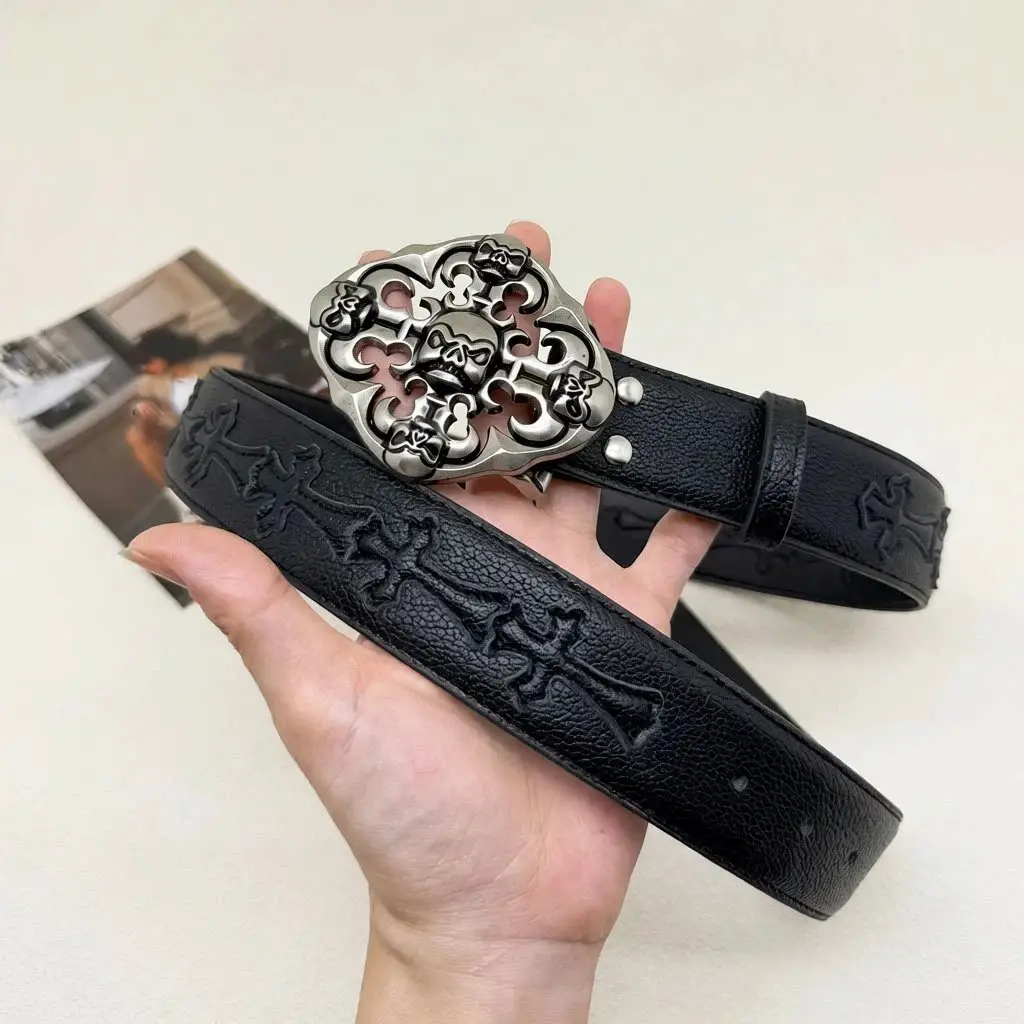 【Top】CH Cross Color Croc Belt Classic Leather Belt Unisex Jeans Belt Vintage Style