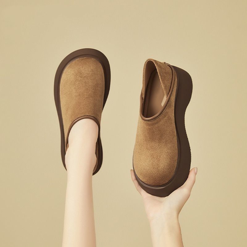 Thick-Soled Height-Increasing Birkenstock Shoes for Women, 2026 New Model, Spring and Autumn, Suede Platform Sole, Two-Way Wear, Slip-On, Closed-Toe Mules for Women