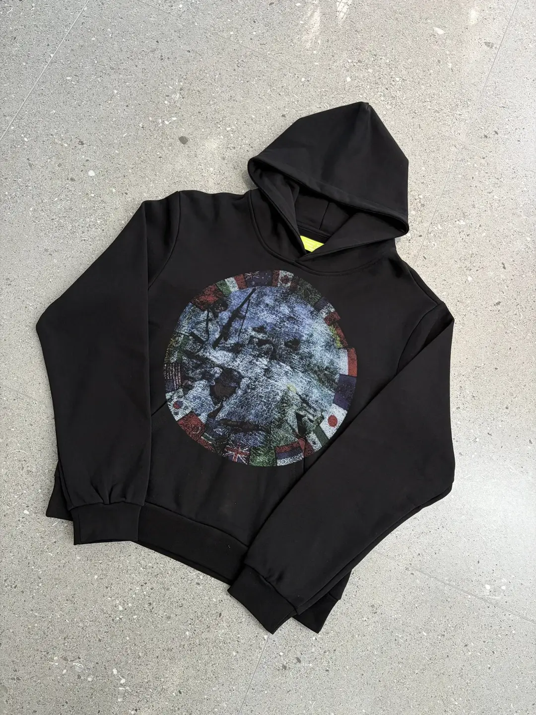 Black graphic print hoodie