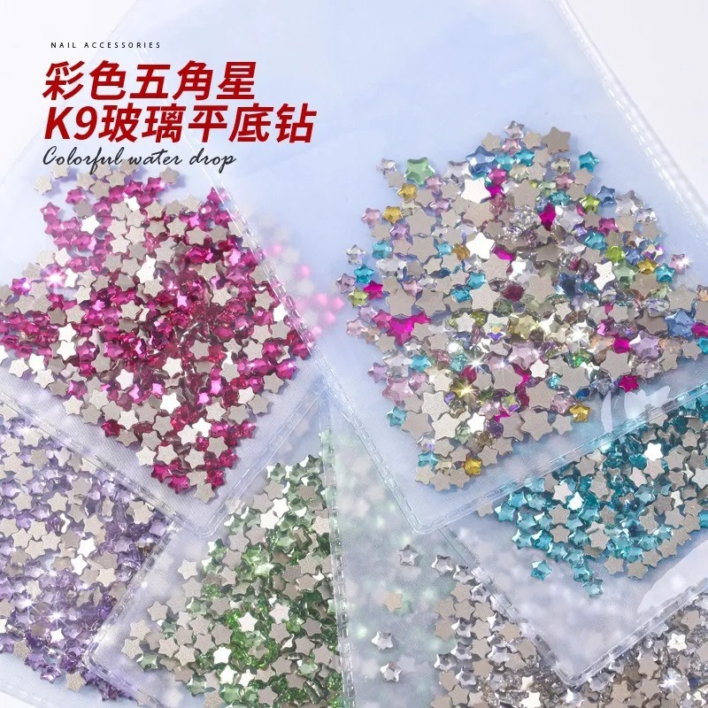Five-Pointed Star Nail Art Rhinestones, Colorful Super Shiny Starfish Flat-Back Rhinestones, Spring and Summer Trendy Accessories, Flat-Back Rhinestones Wholesale