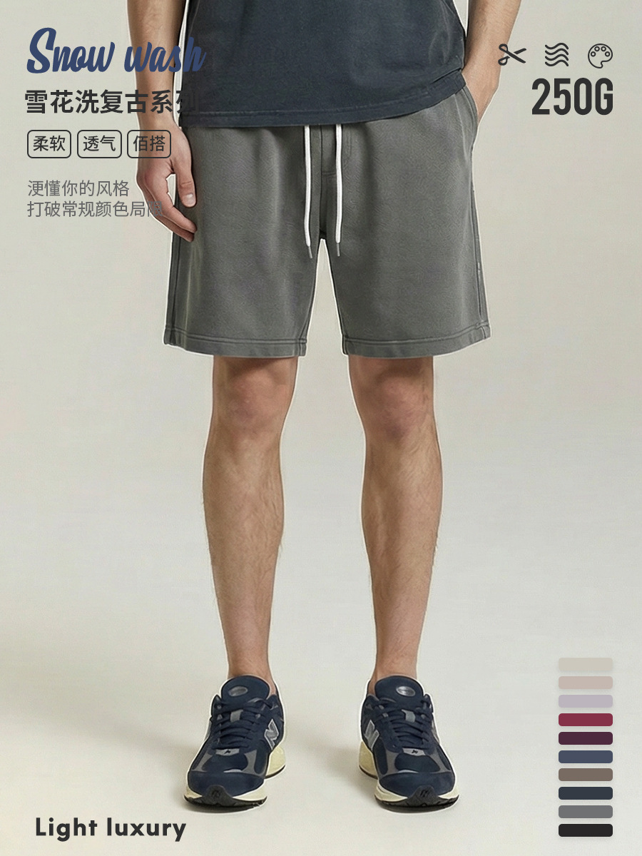 [Good Goods Strictly Selected] American vintage Heavy Stir-fried Snowflake Washed Old Cotton Five-point Casual Shorts for Men
