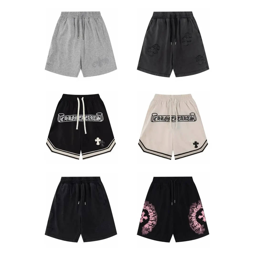 25Ss Correct Version of Crowe's New Versatile Sports Shorts Trendy Brand Sanskrit Cross Embroidered Casual Pants