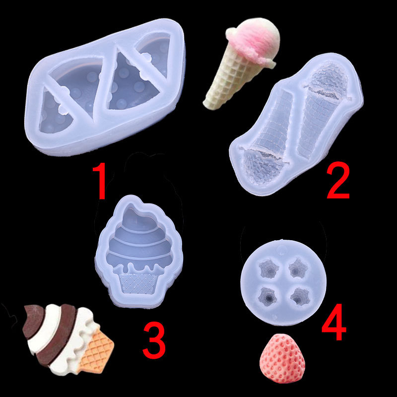 Ice cream cone cheese strawberry mini silicone mold Fondant chocolate plaster cake decoration baking mold