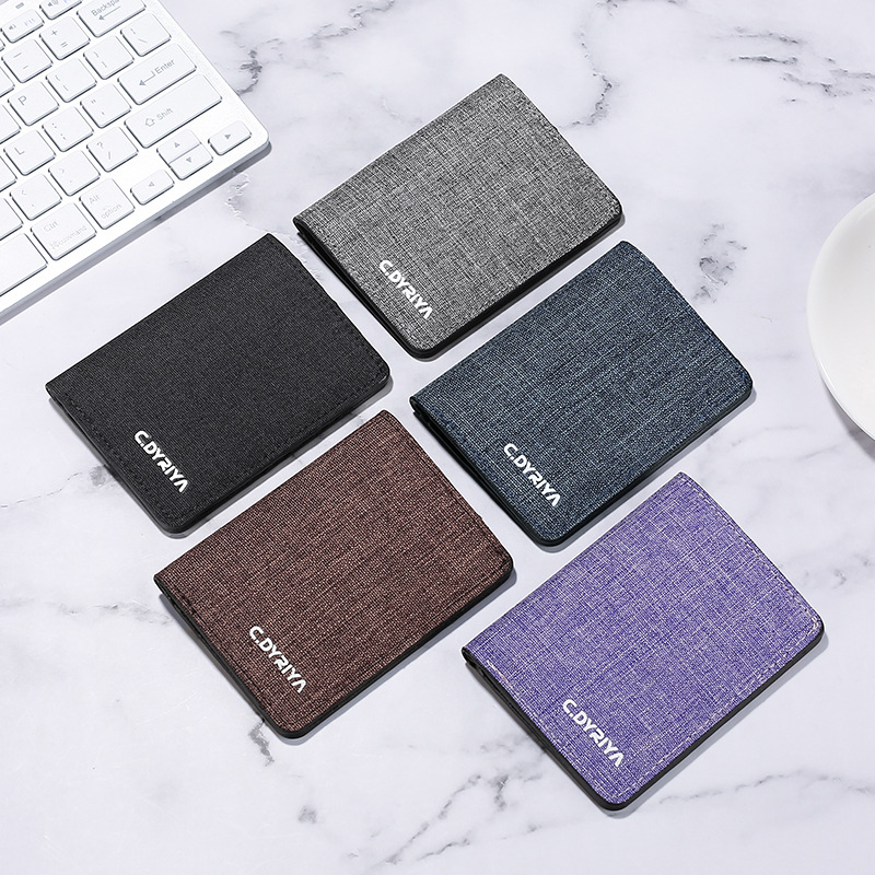 Canvas Wallet Men's Short Simple Student Wallet Card Holder Ultra-thin Wallet Vertical Small Wallet Men's Wallet