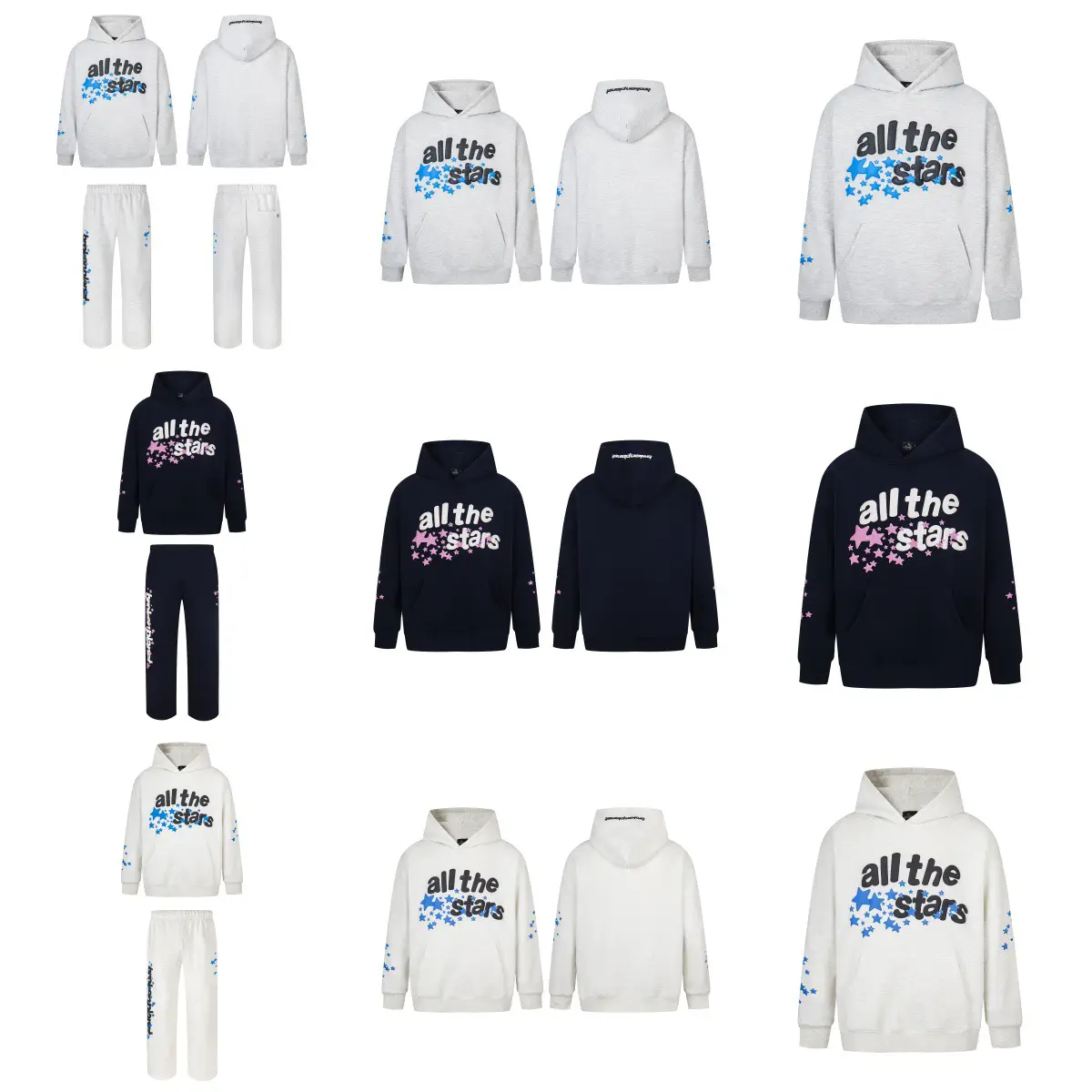 New Broken Planet Planet Star Letter Foam Hooded Sweatshirt Hoodie Sweatpants Sports Suit