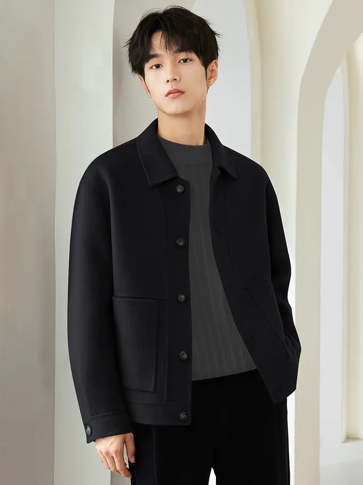 Classy Double-Sided Woolen Woolen Outwear Men's 2024 New arrival Autumn and Winter jacket Short thickened Fancy Coat Velvet
