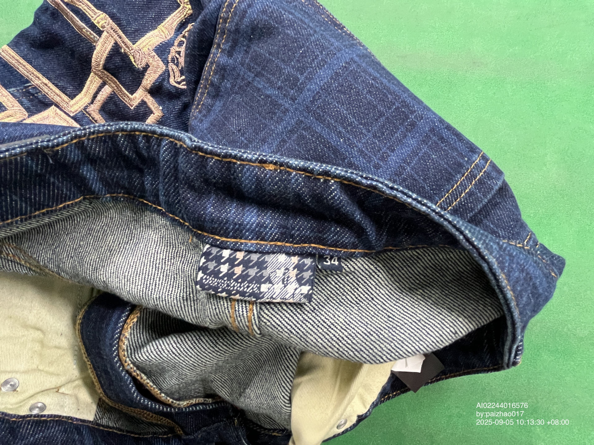 Light Blue Checkered Embroidered Suit with Limited Stock on Light-Colored Fabric QC