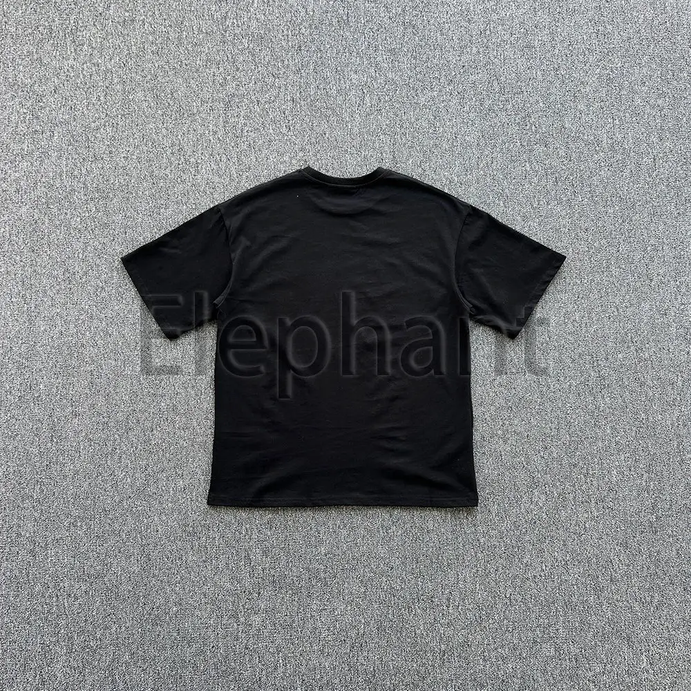 Drill Syna World European Style Trendy Loose Casual Cotton Tops Chrome Badge Print Short Sleeve