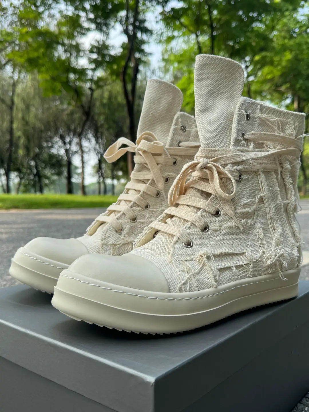 Ro Fabled Canvas Shoes Men's High-Top Shoes Single Shoes Off-White Tassel Trendy Shoes Women's Lace-Up Sneakers