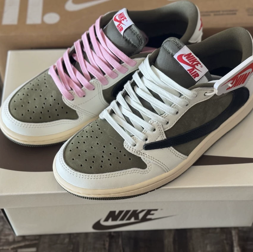 Compatible with AJ1 Low Joint 8.0 Inverted Rice Green Men's and Women's White Oil Wax Lace Solid Color Flat Brushed Wax Shoe Rope