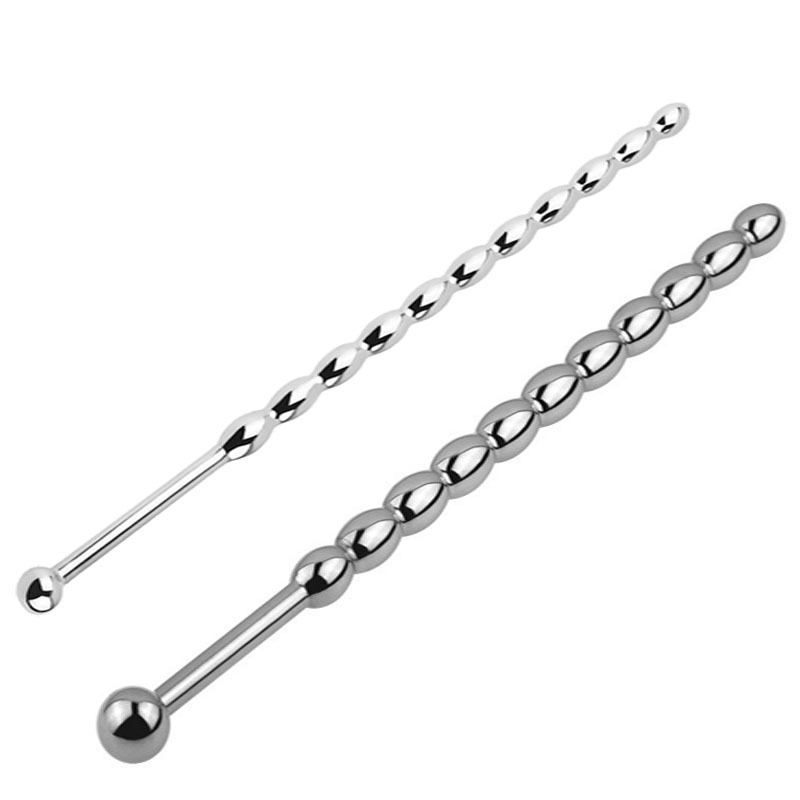 Short Metal Urethral Plug with Beads for Adult Use, Manual Expansion and Insertion