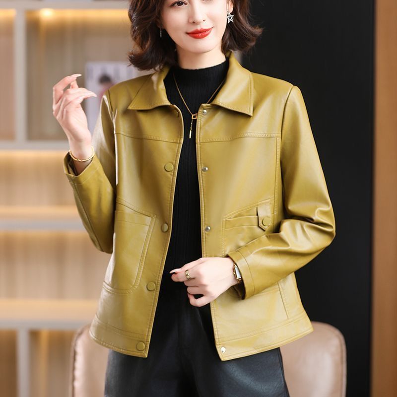 Leather Jacket Women's Autumn New Fashion Western-style Loose plus size All-match Leather Jacket Short Top