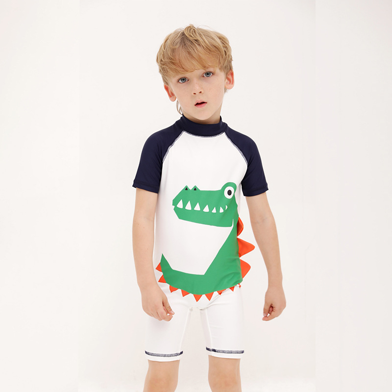 Children's Swimwear Boys' One-piece Quick-drying Swimwear Small and Medium-sized Children's Baby Crocodile Cartoon Sunscreen Swimwear Swimwear Swimwear
