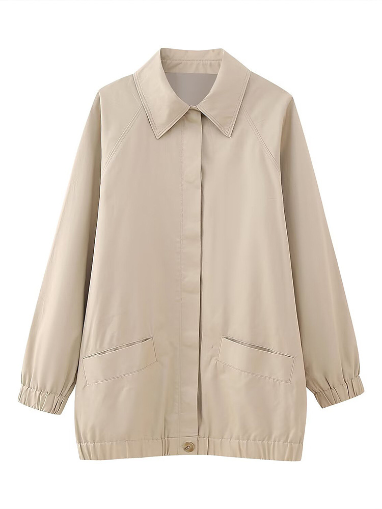 2025 Spring and Autumn New Women's Fashion Stylish Versatile Simple Design Mid-Length Bomber Jacket