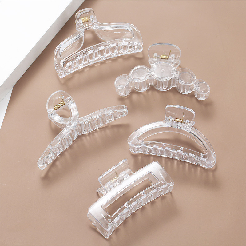 Large Transparent Grab Clip Square Five Round Ribbon Hairpin Women's Back of Head Shark Hairpin Jewelry Handmade diy Accessories
