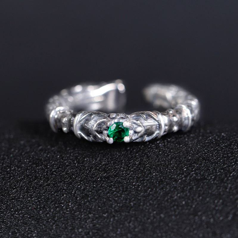 Huayoule Dragon Ring Men's Ring Little Finger Tail Ring Men's Trendy Single Personalized Self-Discipline Retro Style Open Adjustable Ring