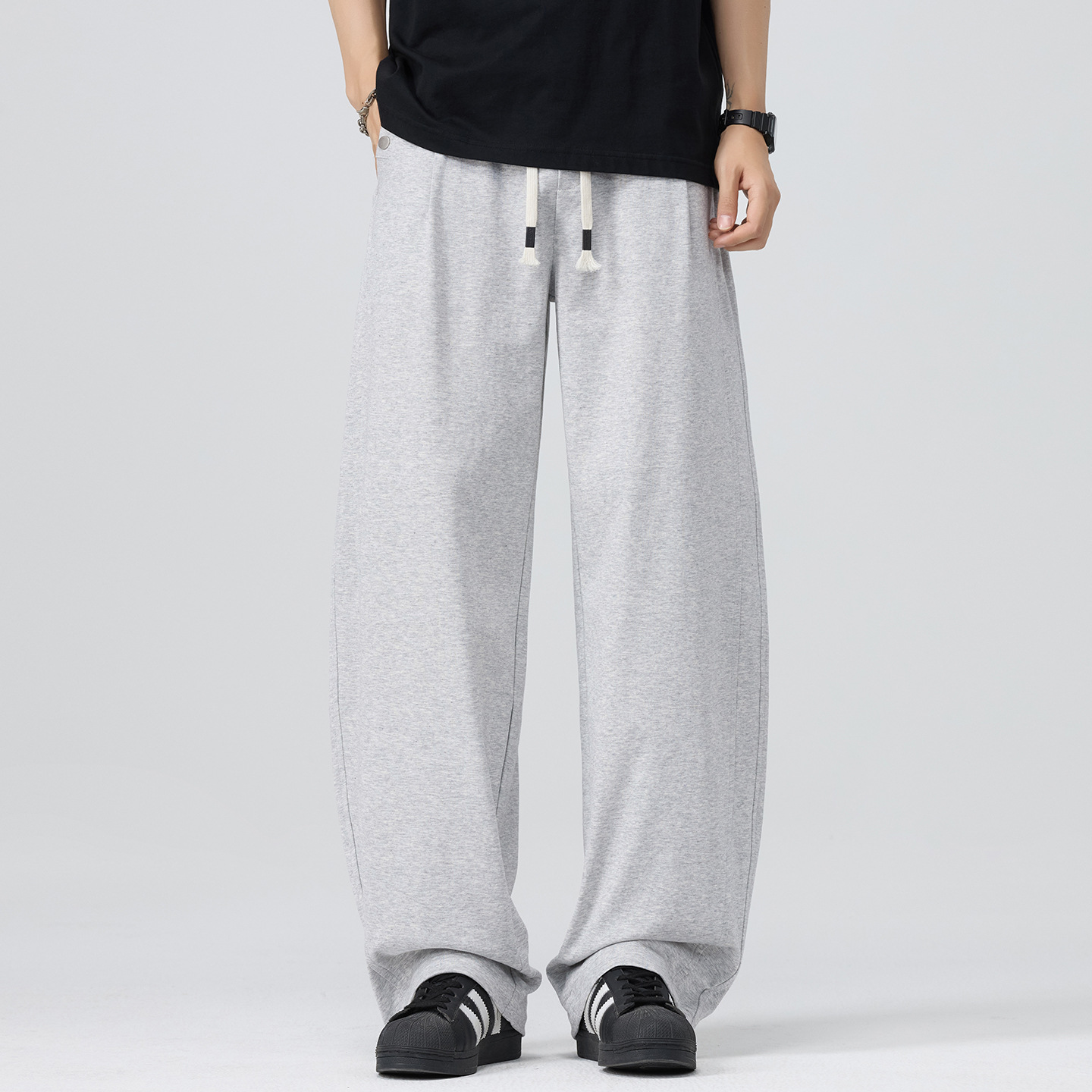 3032B | Plus-Size Men's Summer Extended-Length Lightweight Sweatpants, Loose-Fitting Versatile Wide-Leg Casual Long Pants for Men.