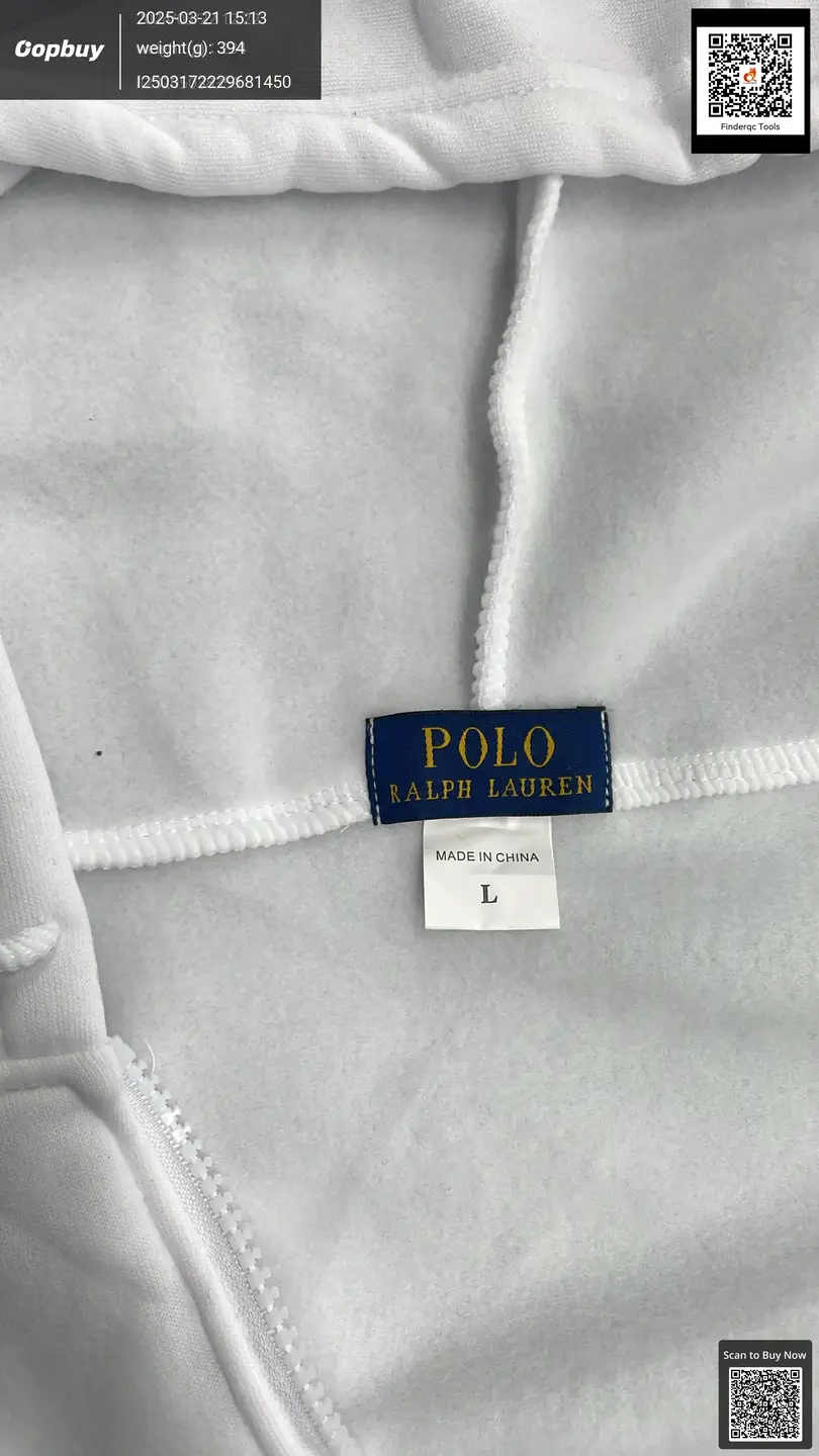 Polo Ralph Lauren White Zip Hoodie